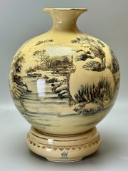 Bình Hút Lộc Sơn Thủy Hữu Tình Hoạ Tiết Độc Bản Cao 48cm Gốm Vẽ Vàng