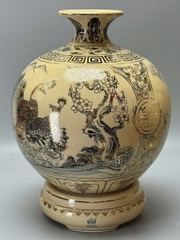 Bình Hút Tài Lộc Thuận Buồm Xuôi Gió - Công Đào 55cm Gốm Vẽ Vàng