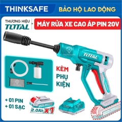 Máy xịt rửa áp lực pin 20V Total TPWLI20362 Máy rửa xe pin 24.8 bar, lưu lượng 2.8 lít/phút kèm phụ kiện