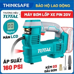 Máy bơm lốp xe tự động pin 20V TOTAL TACLI2012 Máy nén khí tự động áp suất 160PSI/11Bar, lưu lượng 35L/phút chưa kèm pin