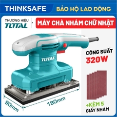 Máy chà nhám hình chữ nhật Total TF1301836 320W, Đế dưới 90mmx180mm, Tặng 5 giấy nhám - Thinksafe