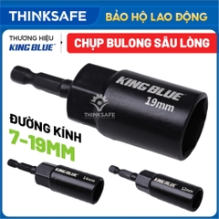 Đầu chụp Bulong sâu lòng KingBlue đa dạng kích thước 7 -19mm, dài 80mm chuôi lục giác 1/4 inch, đầu tuýp CR-V cao cấp