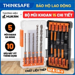 Bộ mũi khoan đa năng 15 chi tiết  HUKAN G1-BPK15, Bao gồm mũi khoan, mũi vít, mũi tôn, chuyển chuyên vít sang bulong