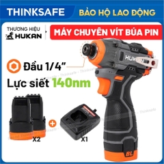 Máy chuyên vít có búa dùng pin HUKAN G1-V140BL, 140Nm, 3 tốc độ chỉnh nhanh, Không chổi than, Kèm pin sạc