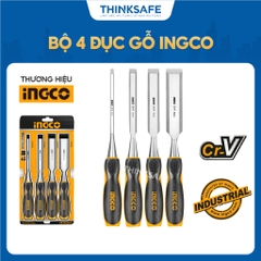 Bộ 4 Đục Gỗ INGCO HKTWC0401, Độ Rộng 6mm, 12mm, 19mm, 25mm, Chiều Dài 140mm CRV - Thinksafe