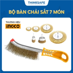 Bộ 7 Bàn Chải Sắt INGCO WB10071 - Làm Nhẵn, Làm Mịn, Tẩy Sơn, Làm Sạch Mối Hàn, Thép, Gỗ - Thinksafe