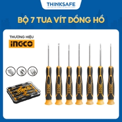 Bộ 7 tua vít đồng hồ INGCO HKSD0718, CR-V, tay cầm chống trơn trượt, gồm vít dẹp, vít bake, vít hoa thị - Thinksafe