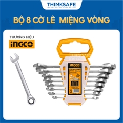 Bộ 8 cờ lê miệng vòng hai chiều INGCO HKSPAR1082 - Chất lượng cao, Size 8-19mm Sơn bóng - Thinksafe