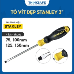 Tua vít dẹp Stanley đường kính 3mm, 5mm, 6.5mm, 8mm tô vít điện có từ tính, tay cầm chống trơn trượt để vặn, siết đai ốc