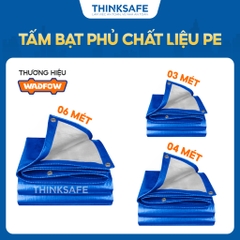Tấm bạt phủ Wadfow chất liệu PE, kích thước 2mx3m - 5mx6m, độ dày 0.15mm bạt che chắn mái hiên đồ đạc xe hơi - Thinksafe