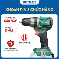 Máy khoan 3 chức năng 85Nm Dekton M21-KB1385PRO tính năng Anti KickBack, ECO TURBO, chân pin phổ thông, nhông 2 tốc độ