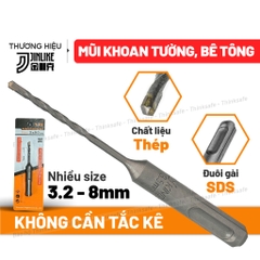 Mũi khoan bê tông không tắc kê YTL nhiều kích thước 3mm - 12mm, Chuôi gài SDS, Giúp khoan tường khoan bê tông dễ dàng