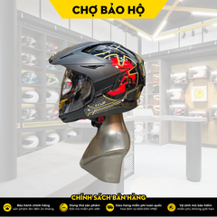 [2ND] NÓN ZUES 613B - BLACK/AJ20 RED KÈM HÀM VÀ MÁI CHE - L 98%