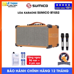 Loa Bluetooth Karaoke Sumico BT-S52 - Công suất 100W -Pin 8 Giờ, Cổng phát lại USB, Tặng Kèm 2 micro