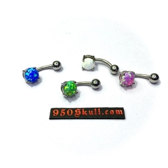 Khuyên rốn đá OPAL ngắn  KR122212