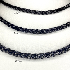 Vòng cổ trơn  bản tròn màu đen 4/5/6mm 042238