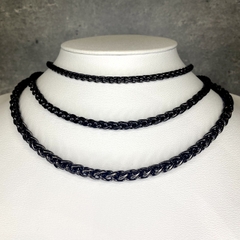 Vòng cổ trơn  bản tròn màu đen 4/5/6mm 042238