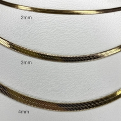 Vòng cổ trơn bản dẹp màu vàng  bản 2/3/4mm 042235