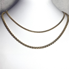 Vòng cổ trơn bản tròn 3/4mm màu vàng 042224