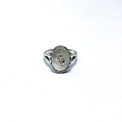 Nhẫn bạc mặt đá trắng hoa  NB122210