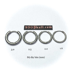 Khuyên tai tròn bản 1.6 size 6/8mm màu vàng KTTB1