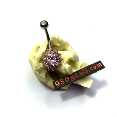 Khuyên rốn hoa đá hồng Thân thép - mặt hợp kim KR122246