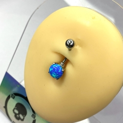 Khuyên rốn đá opal xanh lớn KR122236