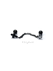 Khuyên tai xích đen hai mặt KTK092312