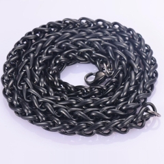 Vòng cổ trơn  bản tròn màu đen 4/5/6mm 042238