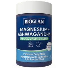Viên uống  giúp thư giãn, làm dịu và ngủ ngon - Bioglan Magnesium + Ashwagandha 60 viên