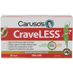 Viên uống hỗ trợ chức năng gan khỏe mạnh Carusos CraveLESS 30 Tablets