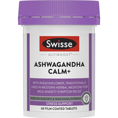 Viên uống hỗ trợ giảm stress từ nhân sâm Ấn Độ Ashwagandha - Swisse Ultiboost Ashwagandha Calm+ 60 Viên