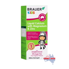 Siro bổ sung Canxi, Magie và Kẽm Brauer Baby & Kids Liquid Calcium With Magnesium & ZinC cho trẻ trên 1 tuổi (200ml)