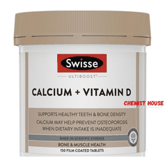 Swisse Ultiboost Calcium + Vitamin D - Viên Uống Chống Loãng Xương Tăng Cường Canxi + Vitamin D 150 viên