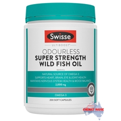 Swisse Ultiboost Dầu Cá Biển Tự Nhiên Omega 3 Không Mùi 2000mg 200 Viên Nang - Swisse Ultiboost Odourless Super Strength Wild Fish Oil 2000mg 200 Capsules