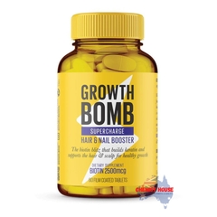 Viên Uống Hỗ Trợ Tăng Cường Mọc Tóc & Móng Growth Bomb Supercharge 60 viên - Growth Bomb Supercharge Hair Growth & Nail Booster 60 Tablets