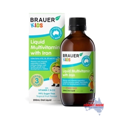 Thực Phẩm Bảo Vệ Sức Khỏe Và Bổ Sung Vitamin Và Khoáng Chất - Brauer Kids Liquid Multivitamin with Iron 200ml