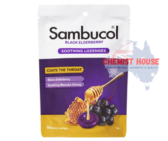 Sambucol Soothing Manuka Honey 16 Lozenges - Viên ngậm mật ong giảm đau họng 16 viên