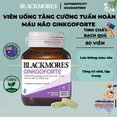[Hàng Úc] Viên uống bổ não hoạt huyết dưỡng não cải thiện trí nhớ tập trung Blackmores Ginkgoforte Memory Support 80Viên