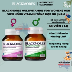 Blackmores Vitamin Tổng Hợp Nam Nữ Úc - Blackmores Multivitamin For Men | Women Tăng Năng Lượng Sức Khỏe Toàn Diện