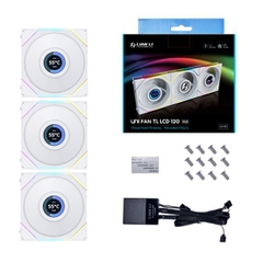 FAN CASE LIAN LI TL120 LCD TRIPLE PACK WITH CONTROLLER WHITE (BỘ 3 FAN/Màn Hình LCD/ MÀU TRẮNG)