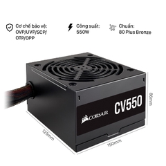 NGUỒN MÁY TÍNH CORSAIR CV550 550W (80 PLUS BRONZE/MÀU ĐEN)