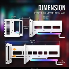 BỘ DỰNG DỌC VGA KÈM RISER EZDIY ARGB VERTICAL GPU MOUNT WITH PCIE4.0 RISER CABLE - WHITE