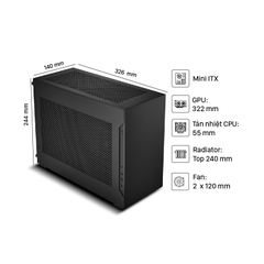 Vỏ Case LIAN LI A4 H2O BLACK (MINI TOWER/ MÀU ĐEN/ KÈM SẴN RISER PCIE 4.0)