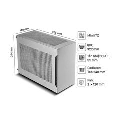 Vỏ Case LIAN LI A4 H2O SILVER (MINI TOWER/ MÀU BẠC/ KÈM SẴN RISER PCIE 4.0)
