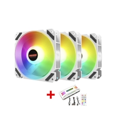 Bộ Quạt 3 tản nhiệt Coolmoon North Wind ARGB - WHITE EDITION (Đầy đủ HUB+Remote)