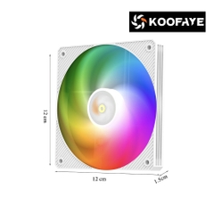 Quạt tản nhiệt KOOFAYE 12015-XT-ARGB WHITE (MÀU TRẮNG/ 120MM/ MỎNG 15MM/ LED ARGB)