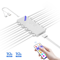 Bộ HUB chia Quạt ARGB 5V3P + PWM 4P HIFROST HC10 WHITE (MÀU TRẮNG/ KÈM REMOTE)