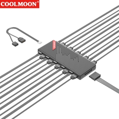 Bộ HUB chia Quạt ARGB 5V3P + PWM 4P chia 5v3 COOLMOON AM10 BLACK (MÀU ĐEN)