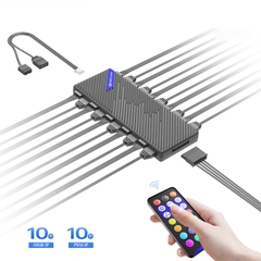 Bộ HUB chia Quạt ARGB 5V3P + PWM 4P HIFROST HC10 BLACK (MÀU ĐEN/ KÈM REMOTE)